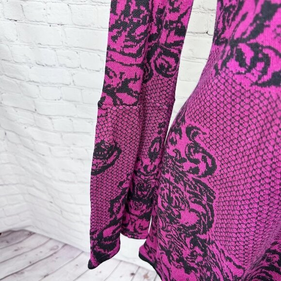 STYLE & CO PURPLE PATTERNED LONG SWEATER W/ BELL SLEEVES - L - Picture 5 of 5